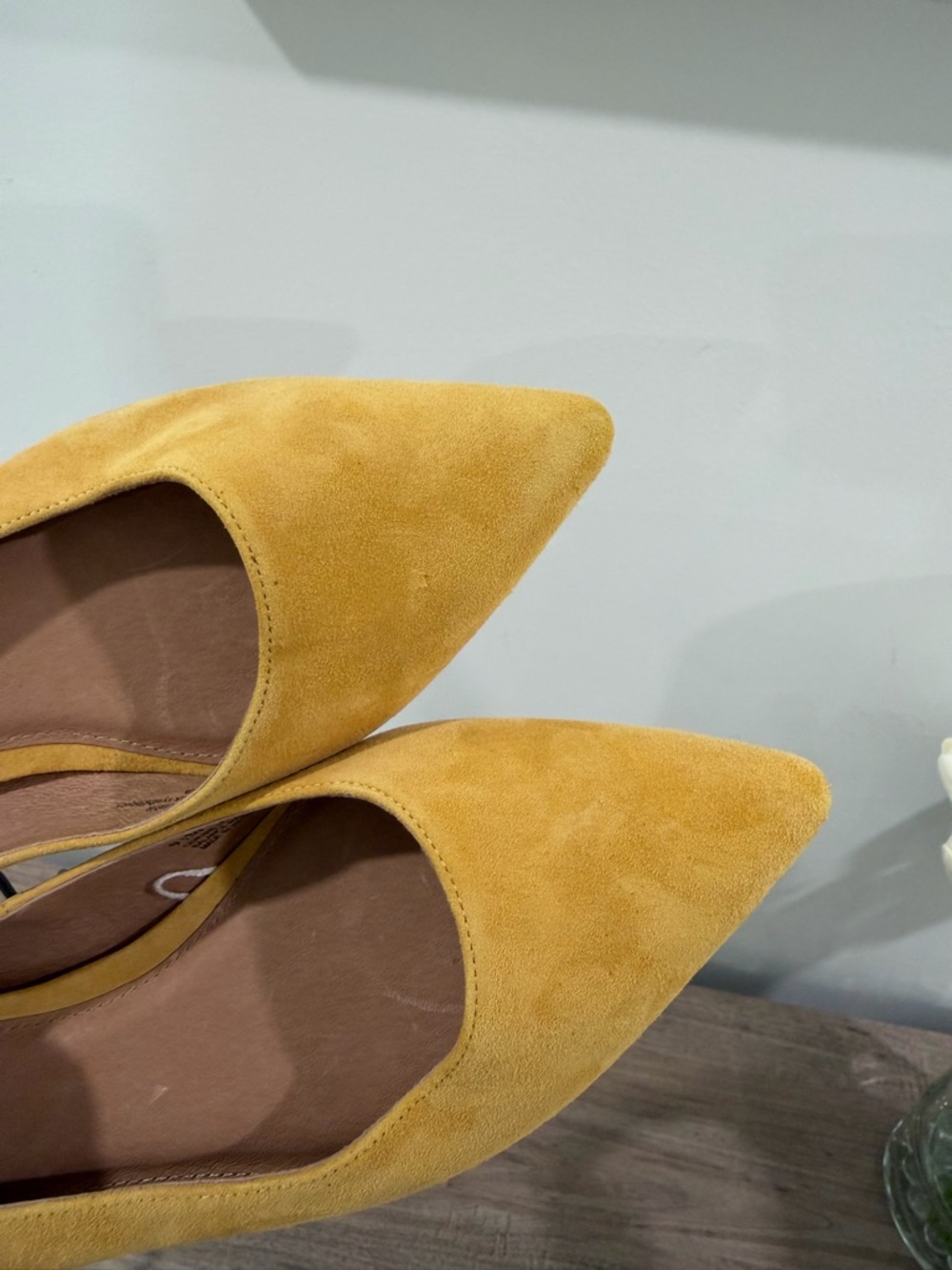Caslon Genuine Leather Suede Pointed Toe Golden Yellow Flats - Picture 8 of 10